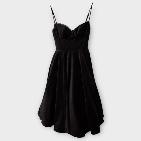 House of CB Mademoiselle Black Velvet Tulle Midi Dress Size Medium - Picture 4 of 13